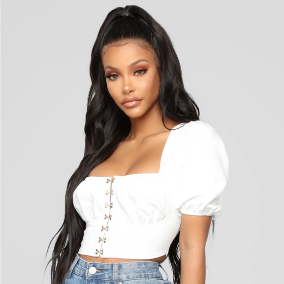 Fashion Nova Tops - Fashion Nova “Got You Hooked Top” in White